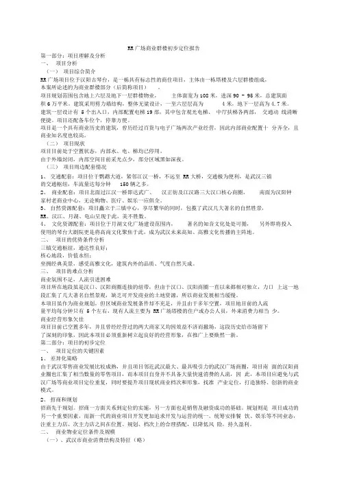 广场商业群楼初步定位报告