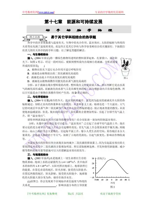 2011年中考物理专题复习第十七章：能源与可持续发展