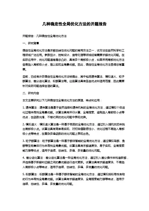 几种确定性全局优化方法的开题报告
