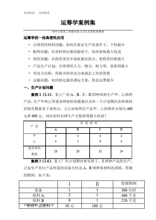 运筹学案例集
