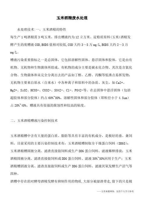 玉米酒精废水处理