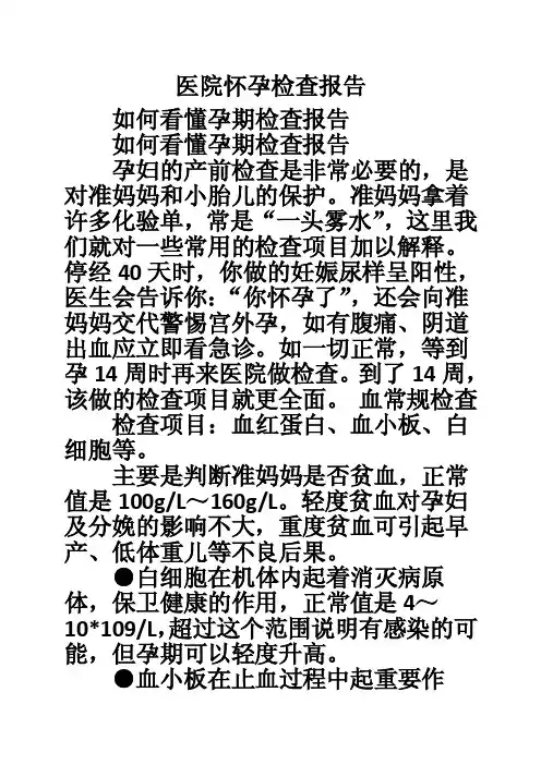 医院怀孕检查报告