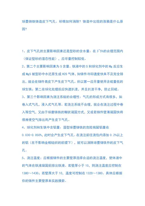 球墨铸铁铸造皮下气孔