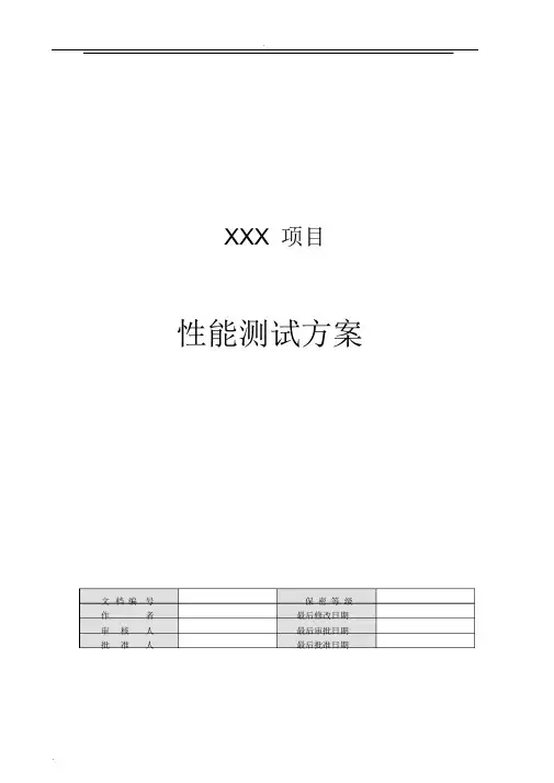 XXX实际项目性能测试方案模板(修订)