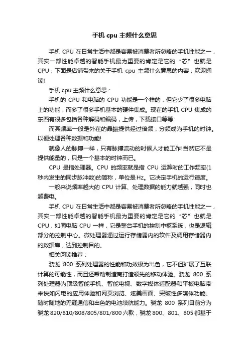 手机cpu主频什么意思