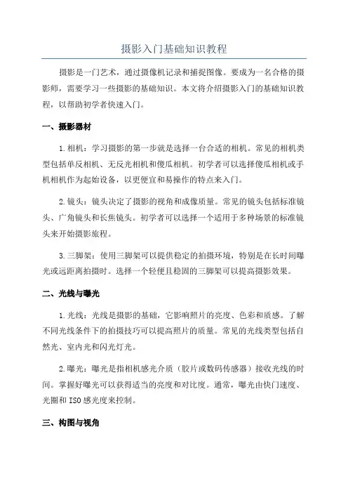 摄影入门基础知识教程
