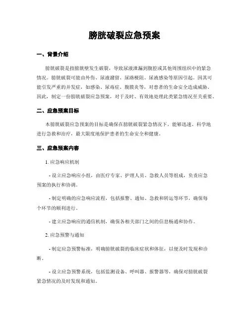 膀胱破裂应急预案