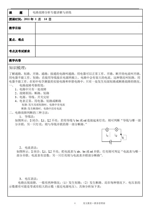 电路故障分析