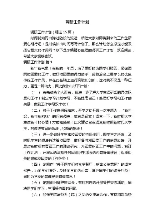 调研工作计划