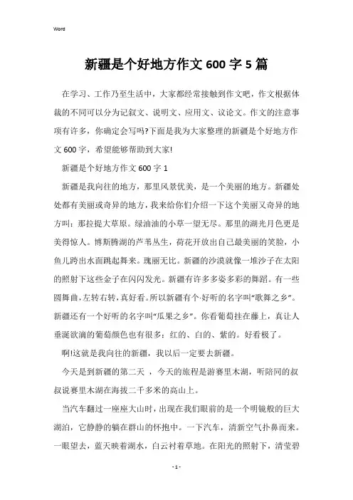 新疆是个好地方作文600字5篇