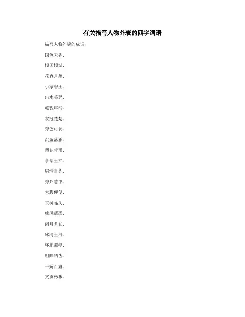有关描写人物外表的四字词语
