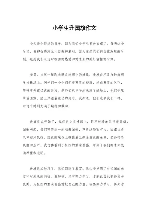 小学生升国旗作文