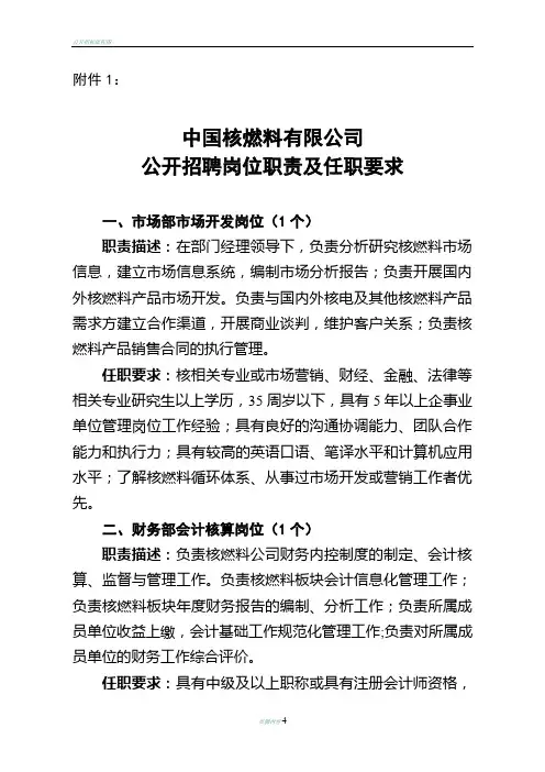 公开招聘岗位职责及任职要求doc