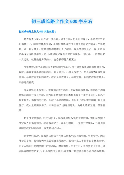 初三成长路上作文600字左右