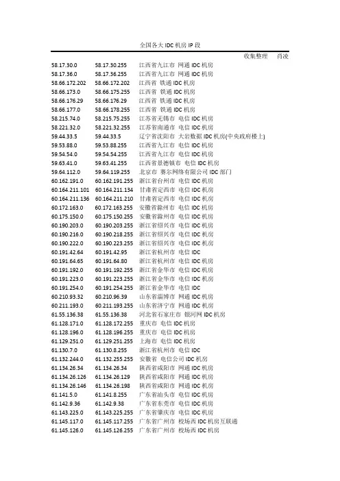 中国各大IDC机房IP段