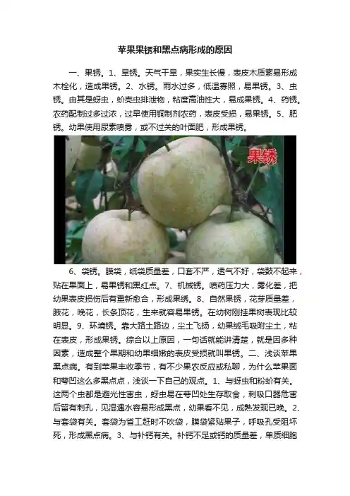 苹果果锈和黑点病形成的原因