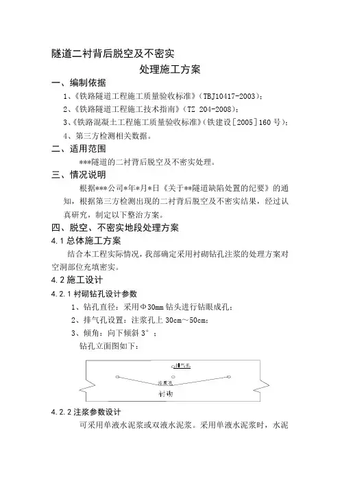 2019隧道二衬脱空及不密实注浆方案