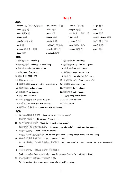 [VIP专享]苏教版 牛津小学英语 6A各单元知识汇总