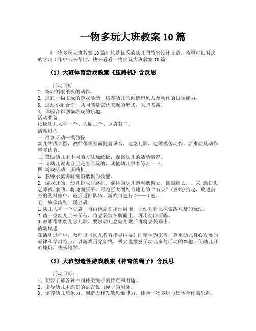 一物多玩大班教案10篇
