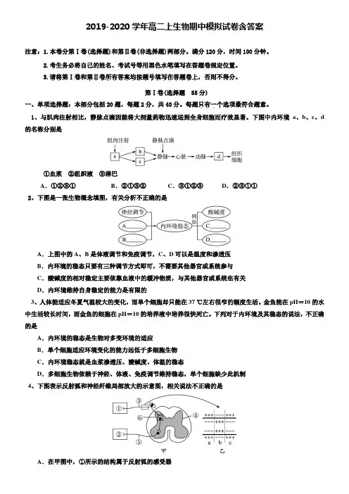 【20套试卷合集】洛阳市重点中学2019-2020学年生物高二上期中模拟试卷含答案