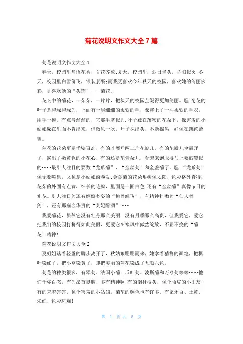 菊花说明文作文大全7篇