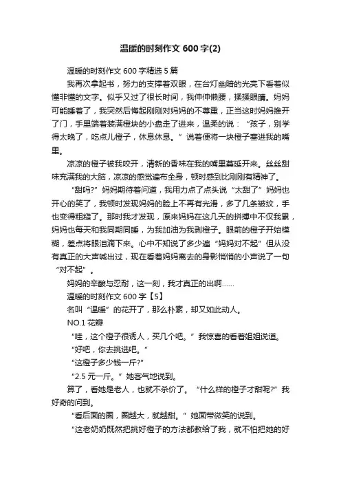 温暖的时刻作文600字精选5篇