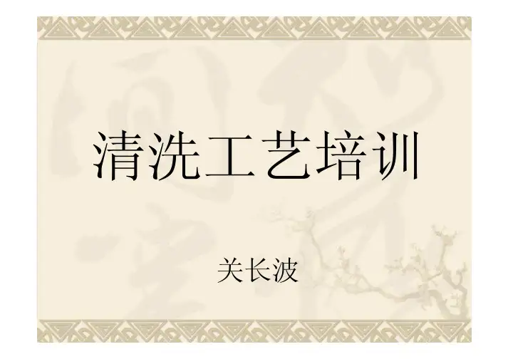 清洗工艺培训