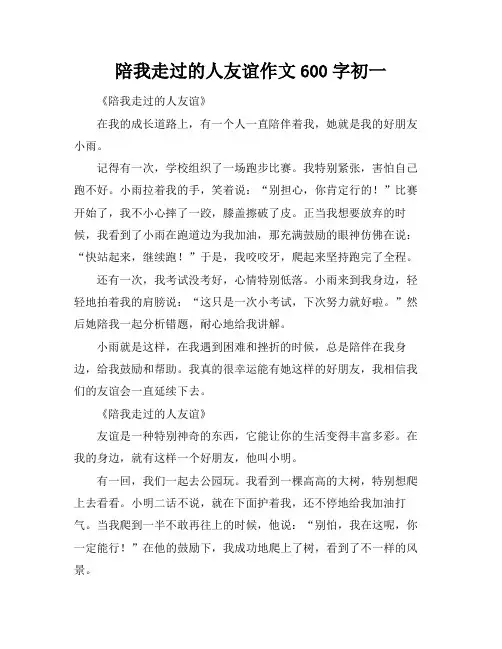 陪我走过的人友谊作文600字初一