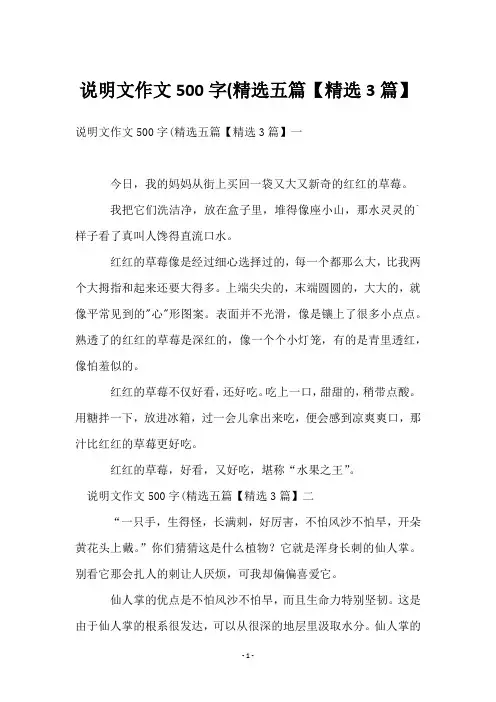 说明文作文500字(五篇【精选3篇】