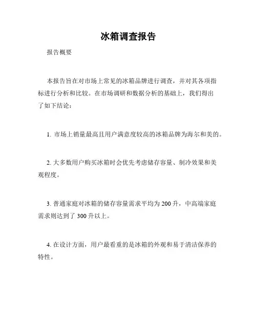冰箱调查报告