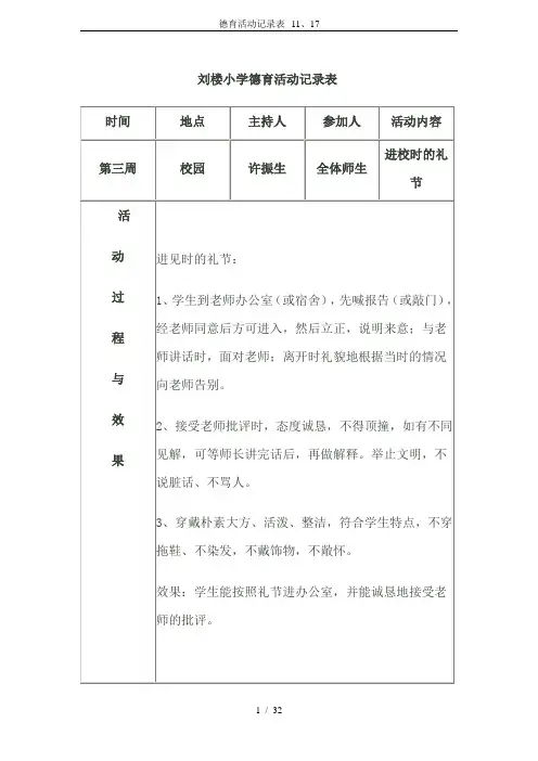 德育活动记录表--11、17
