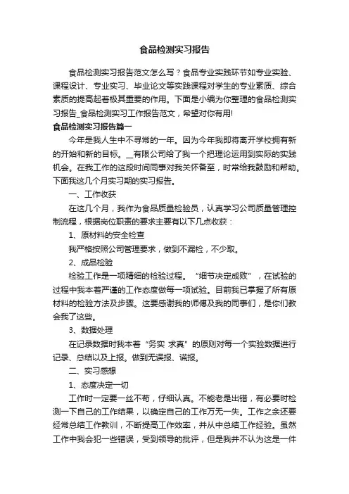 食品检测实习报告
