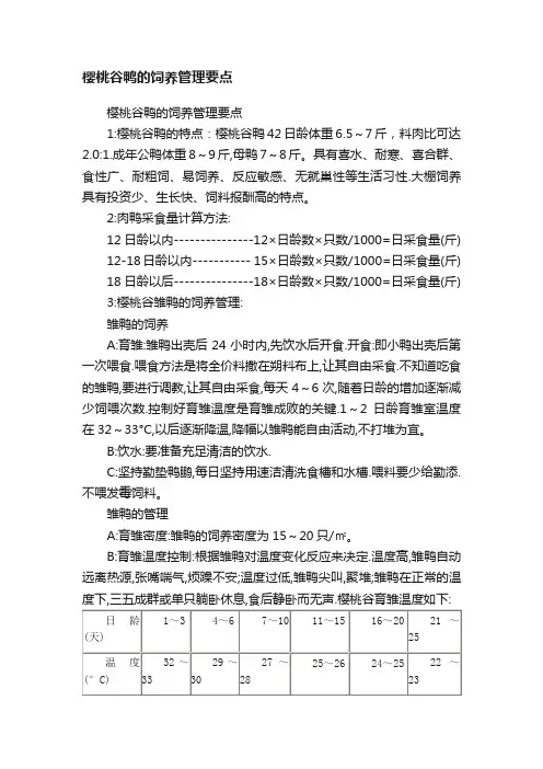 樱桃谷鸭的饲养管理要点