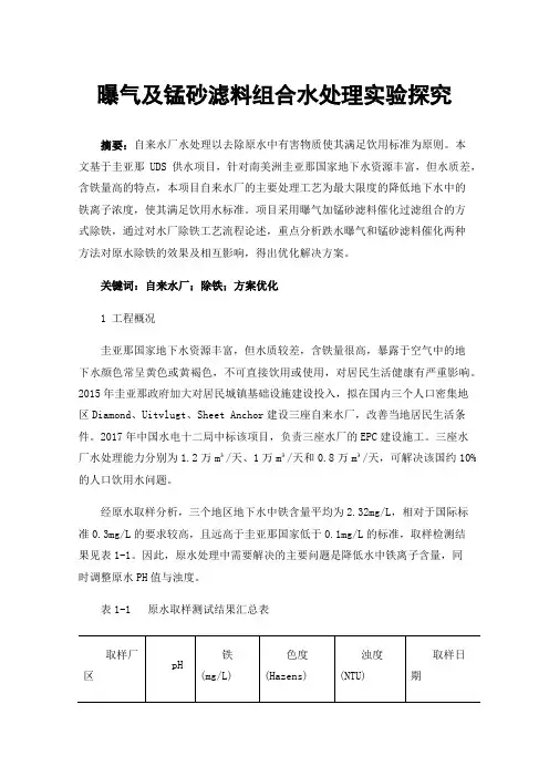 曝气及锰砂滤料组合水处理实验探究