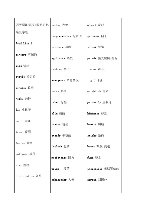 四级词汇词根联想记忆法乱序版