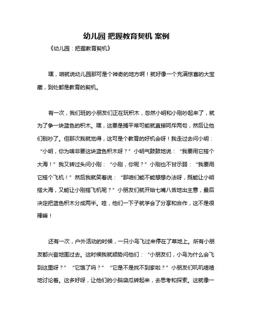 幼儿园 把握教育契机 案例