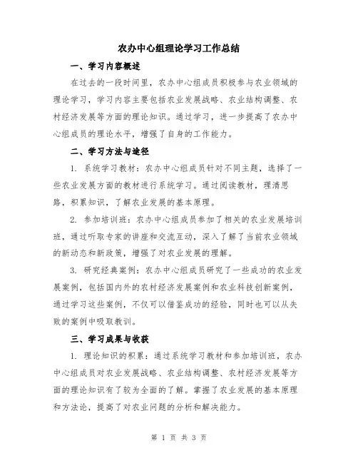 农办中心组理论学习工作总结