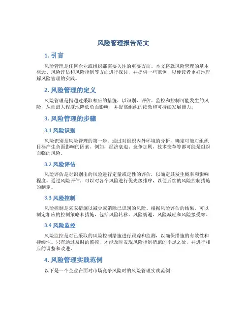 风险管理报告范文