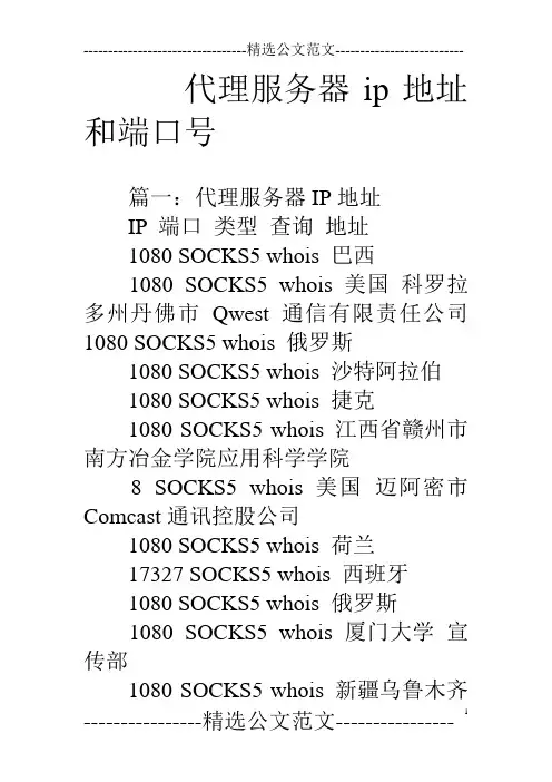 代理服务器ip地址和端口号