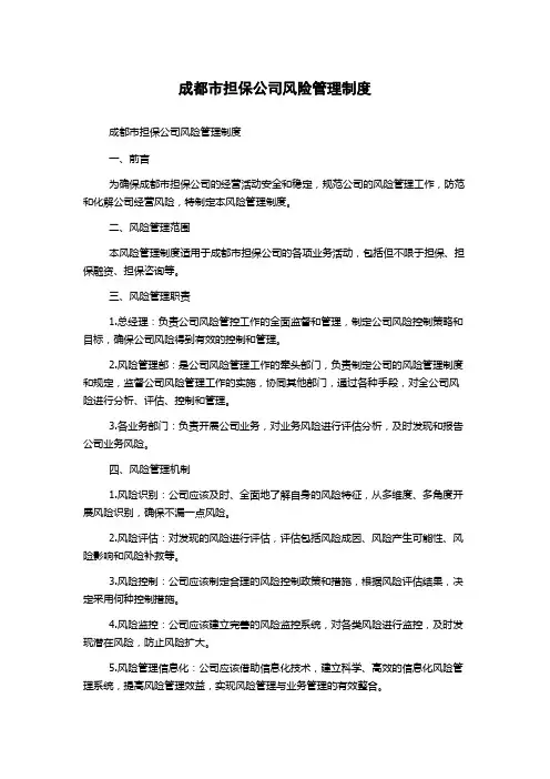 成都市担保公司风险管理制度