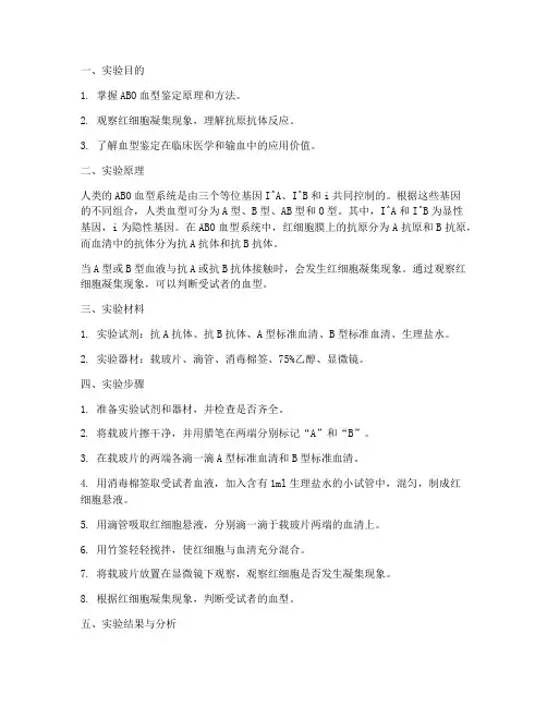 测血型鉴定实验报告