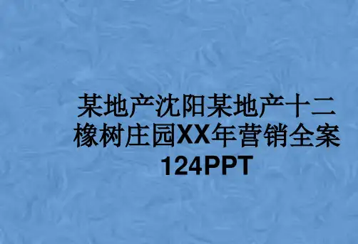 某地产沈阳某地产十二橡树庄园XX年营销全案124PPT