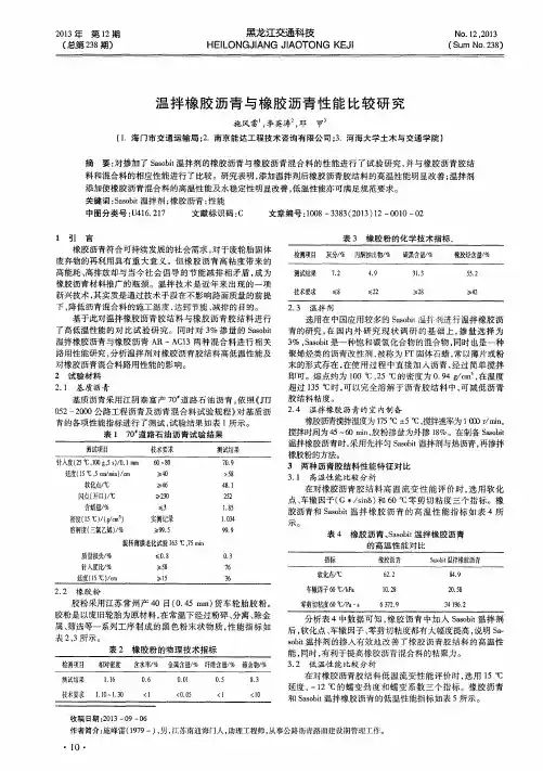 温拌橡胶沥青与橡胶沥青性能比较研究