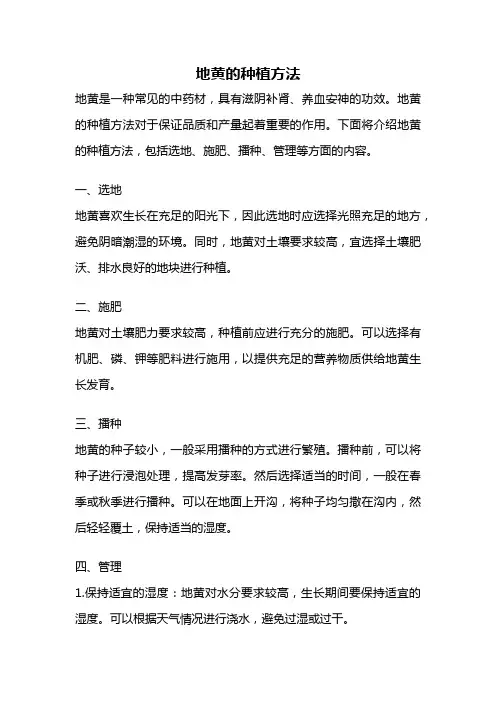 地黄的种植方法