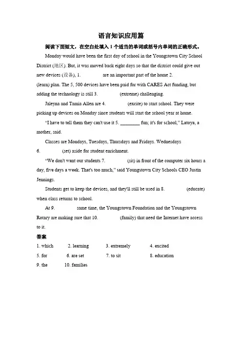 人教版 必修 第二册Unit 3 The internet语言知识应用篇(word版含答案)