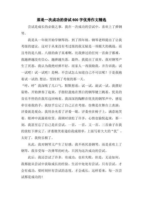 那是一次成功的尝试600字优秀作文精选