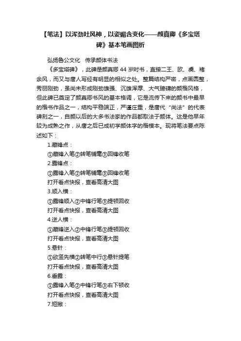 【笔法】以浑劲吐风神，以姿媚含变化——颜真卿《多宝塔碑》基本笔画图析