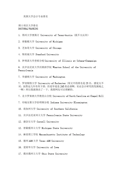 美国大学会计专业排名