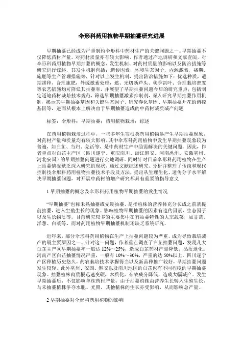 伞形科药用植物早期抽薹研究进展