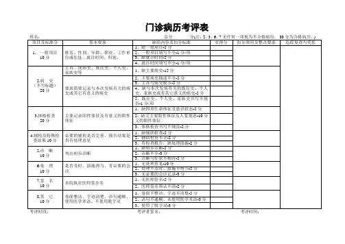 门诊病历考评表